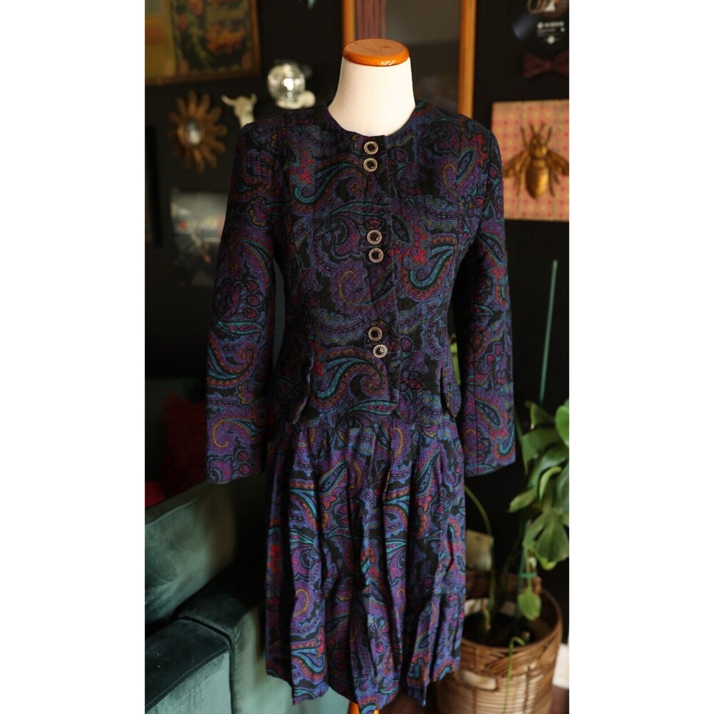 Vintage Bentley Harris 2 Piece Pleated Skirt Quilted Cropped jacket Paisley 12